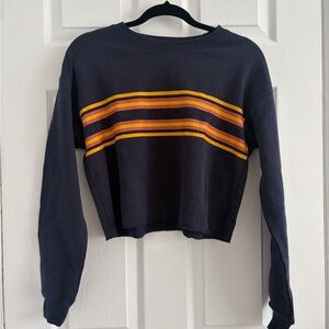 Striped Navy Women's Cropped Crewneck